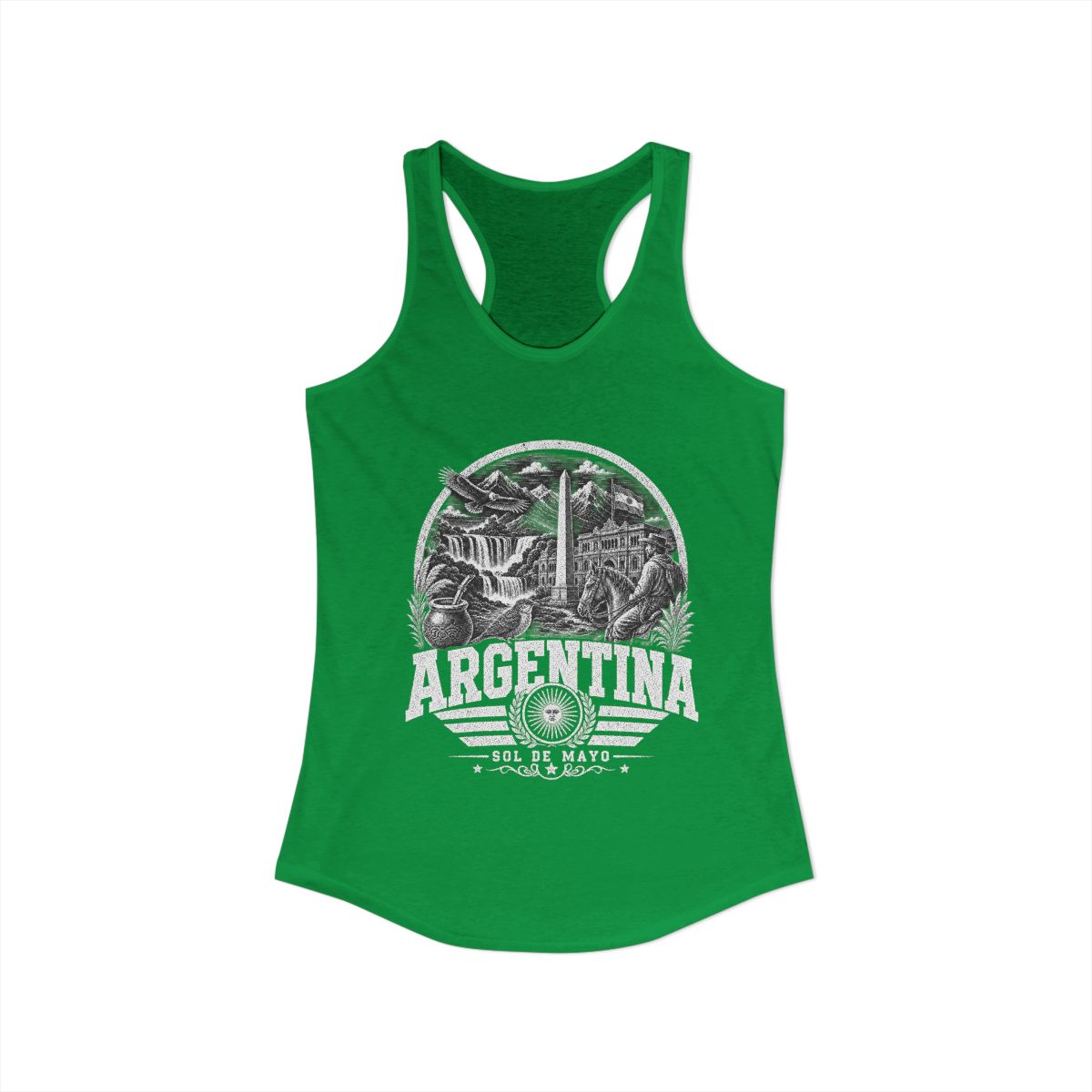 Argentina Women's Tank Top — Solid Kelly Green (front)