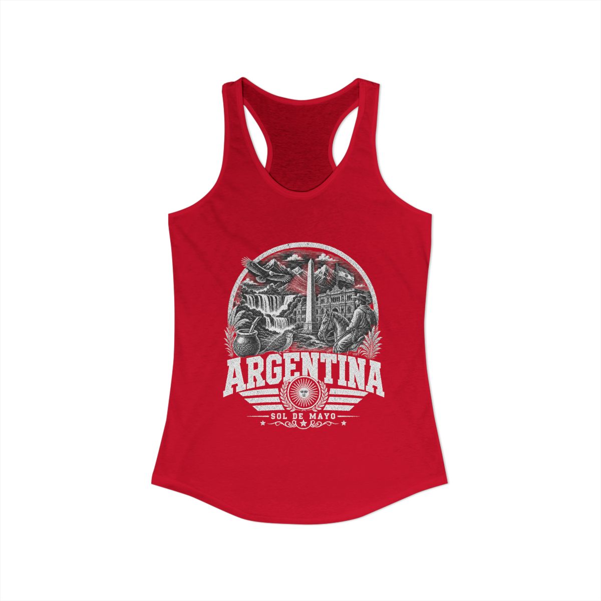 Argentina Women's Tank Top — Solid Red (front)