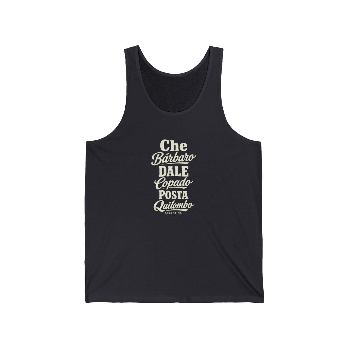 Argentina local slang men's tank top — typographic sayings design | Nameshi Destinations (view 5)