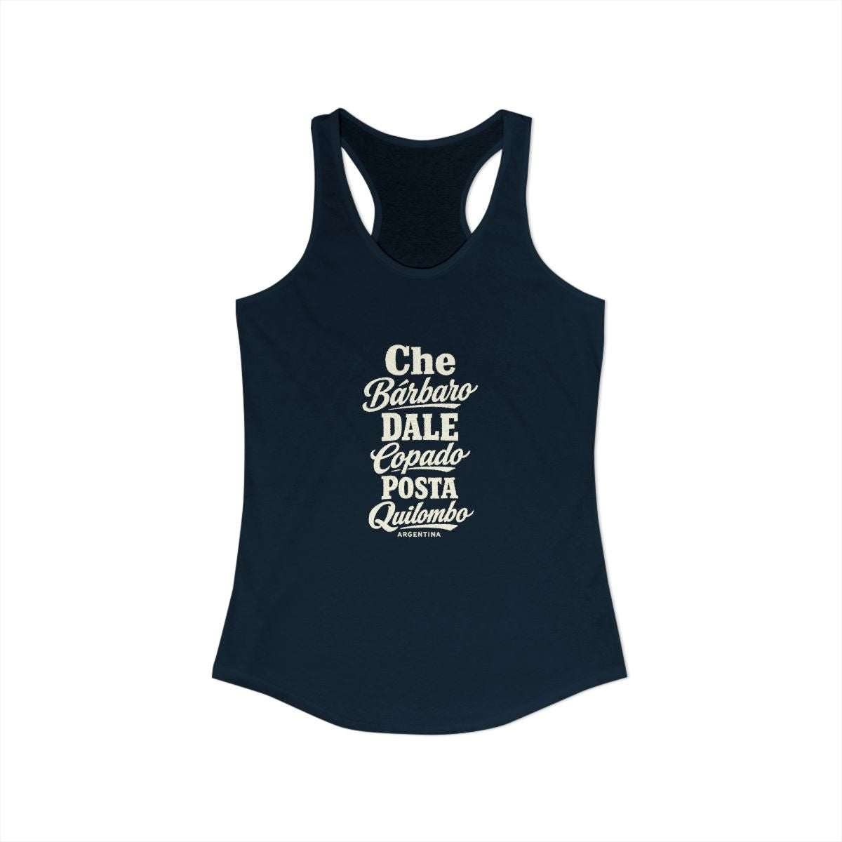 Argentina local slang women's tank top — typographic sayings design | Nameshi Destinations (view 9)
