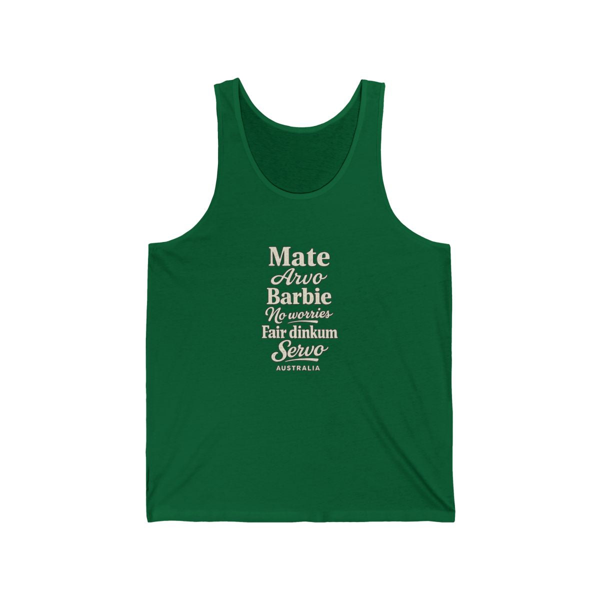Australia local slang men's tank top — typographic sayings design | Nameshi Destinations (view 7)