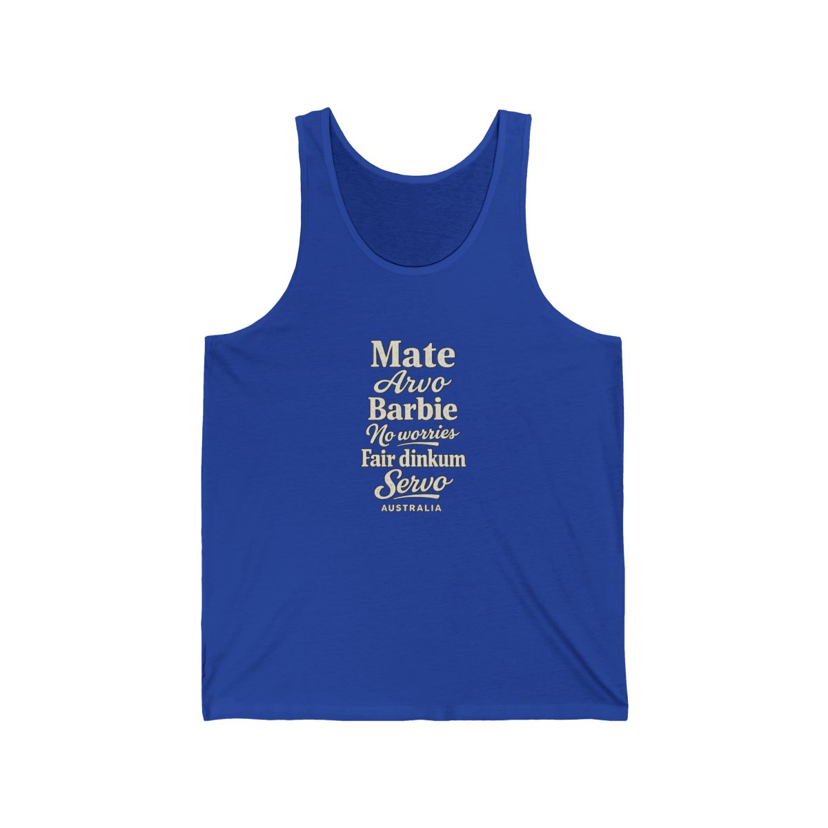 Australia local slang men's tank top — typographic sayings design | Nameshi Destinations (view 13)