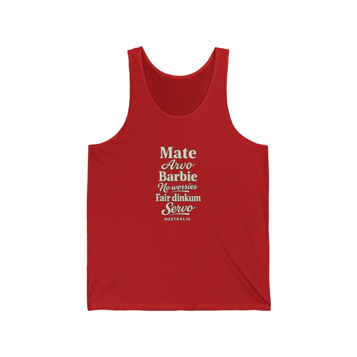 Australia local slang men's tank top — typographic sayings design | Nameshi Destinations (view 11)