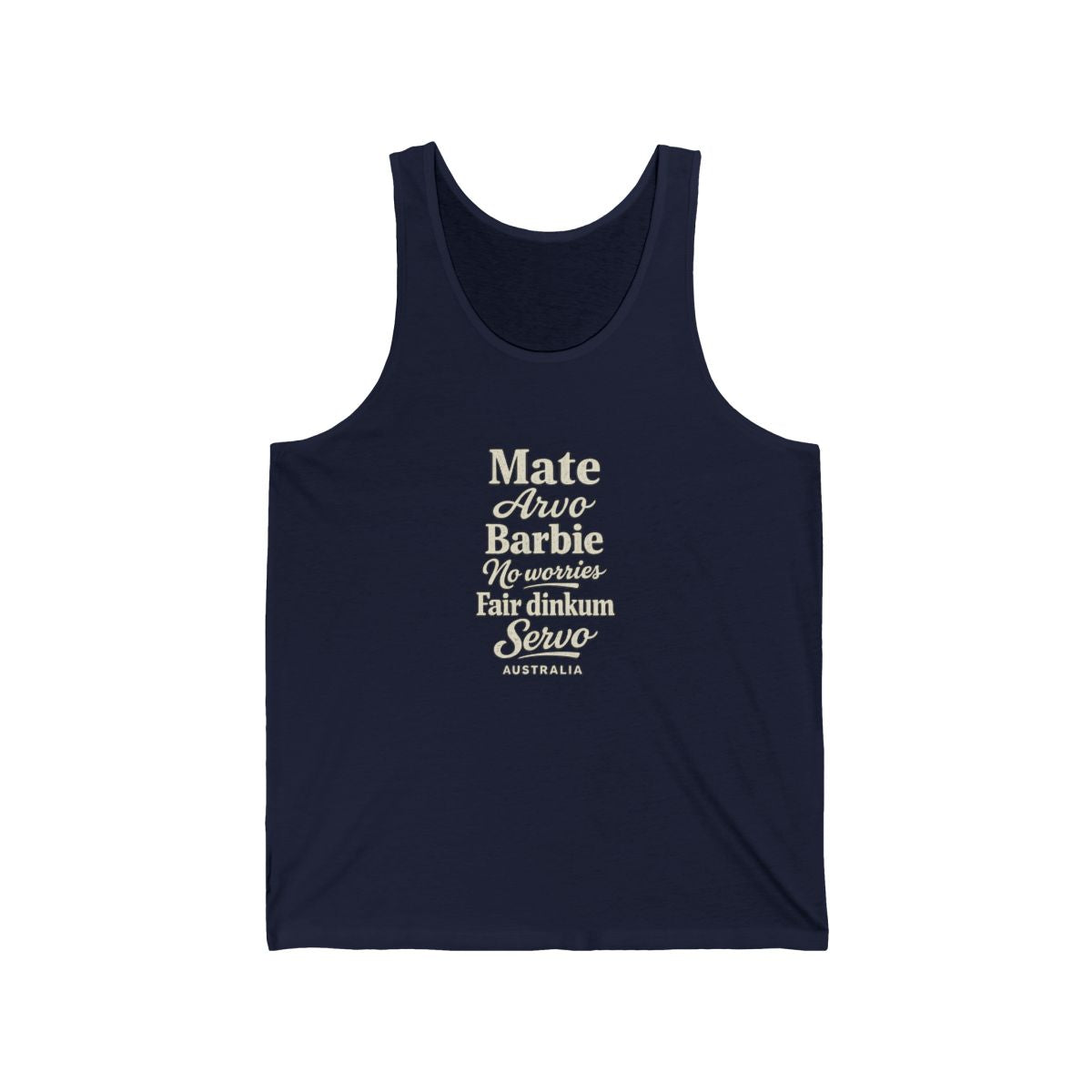 Australia local slang men's tank top — typographic sayings design | Nameshi Destinations (view 15)