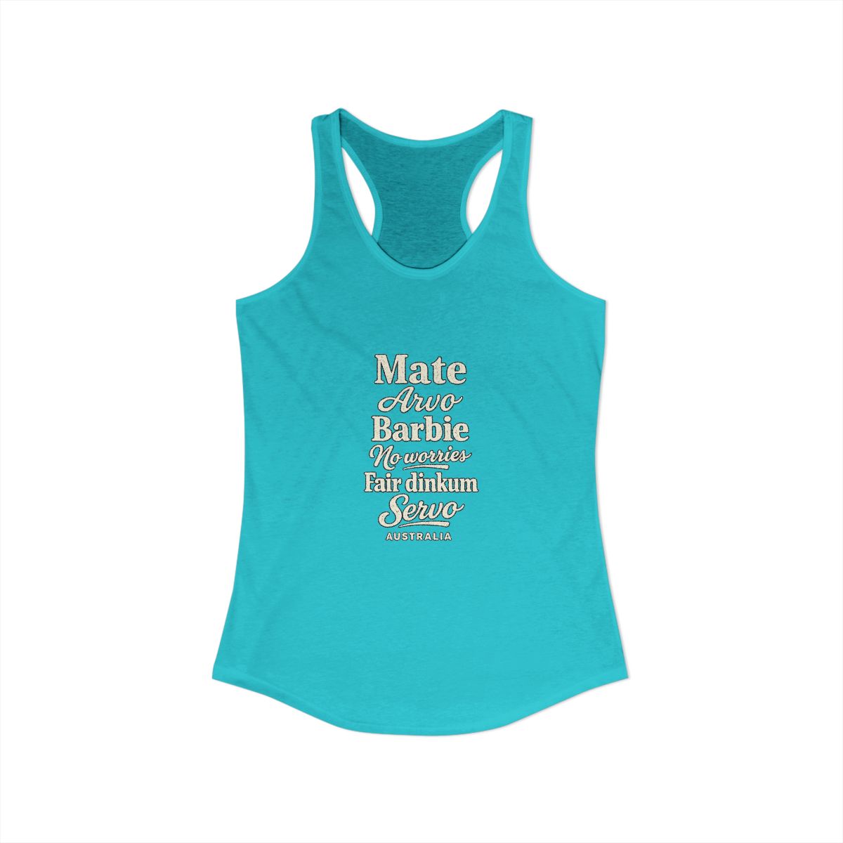 Australia local slang women's tank top — typographic sayings design | Nameshi Destinations (view 21)