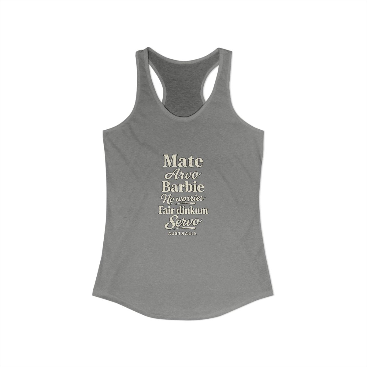 Australia local slang women's tank top — typographic sayings design | Nameshi Destinations (view 25)