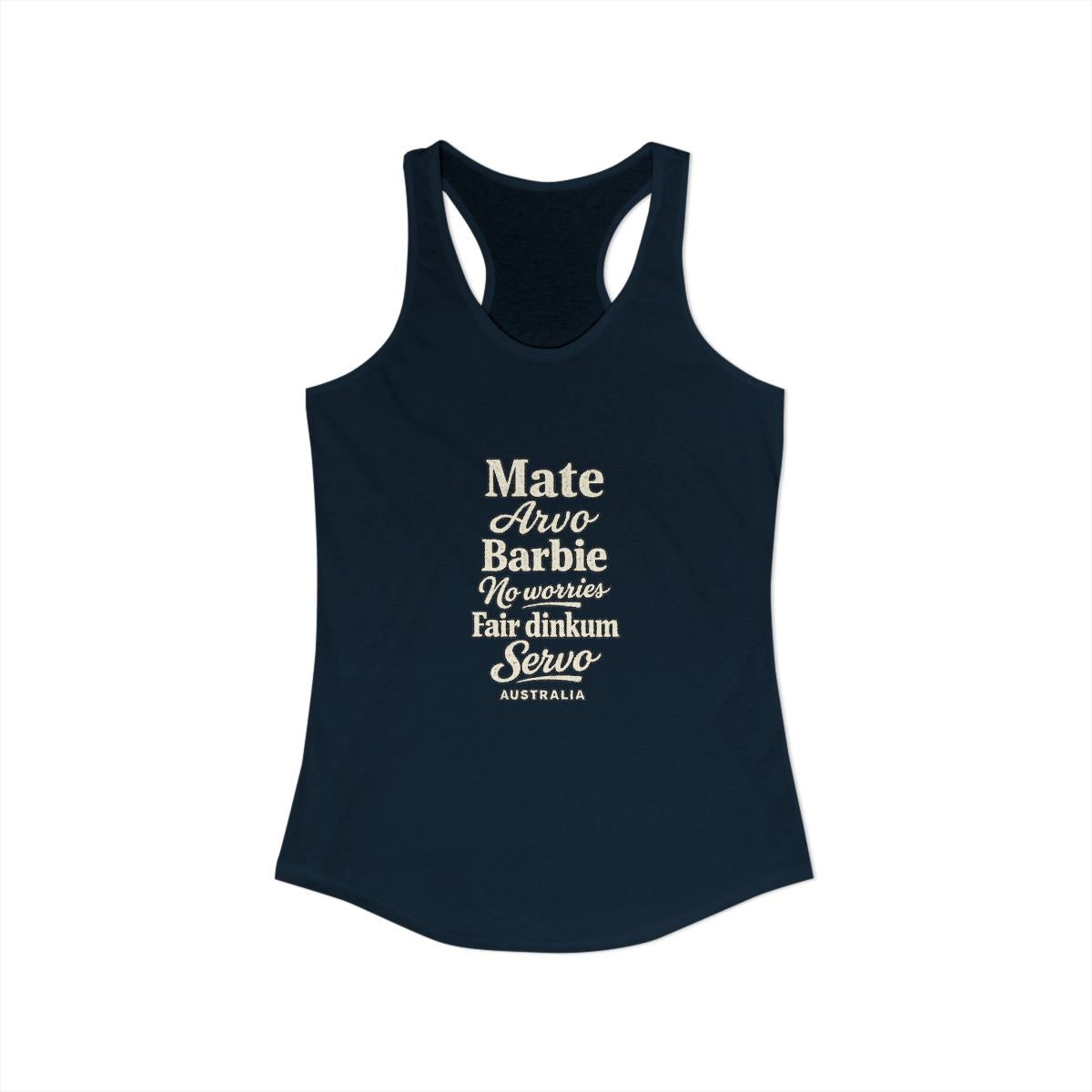 Australia local slang women's tank top — typographic sayings design | Nameshi Destinations (view 9)