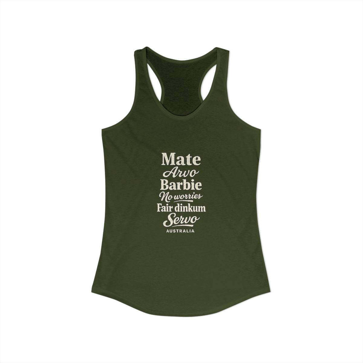 Australia local slang women's tank top — typographic sayings design | Nameshi Destinations (view 11)