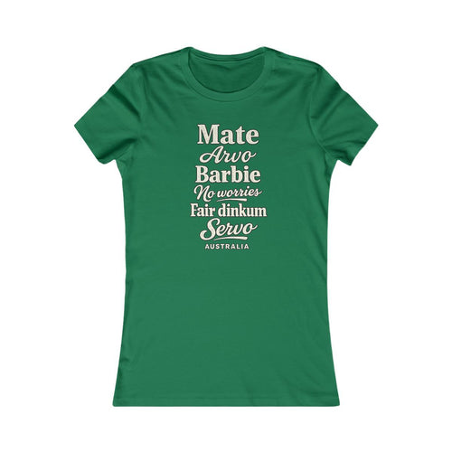 Australia local slang women's tee — typographic sayings design | Nameshi Destinations (view 2)
