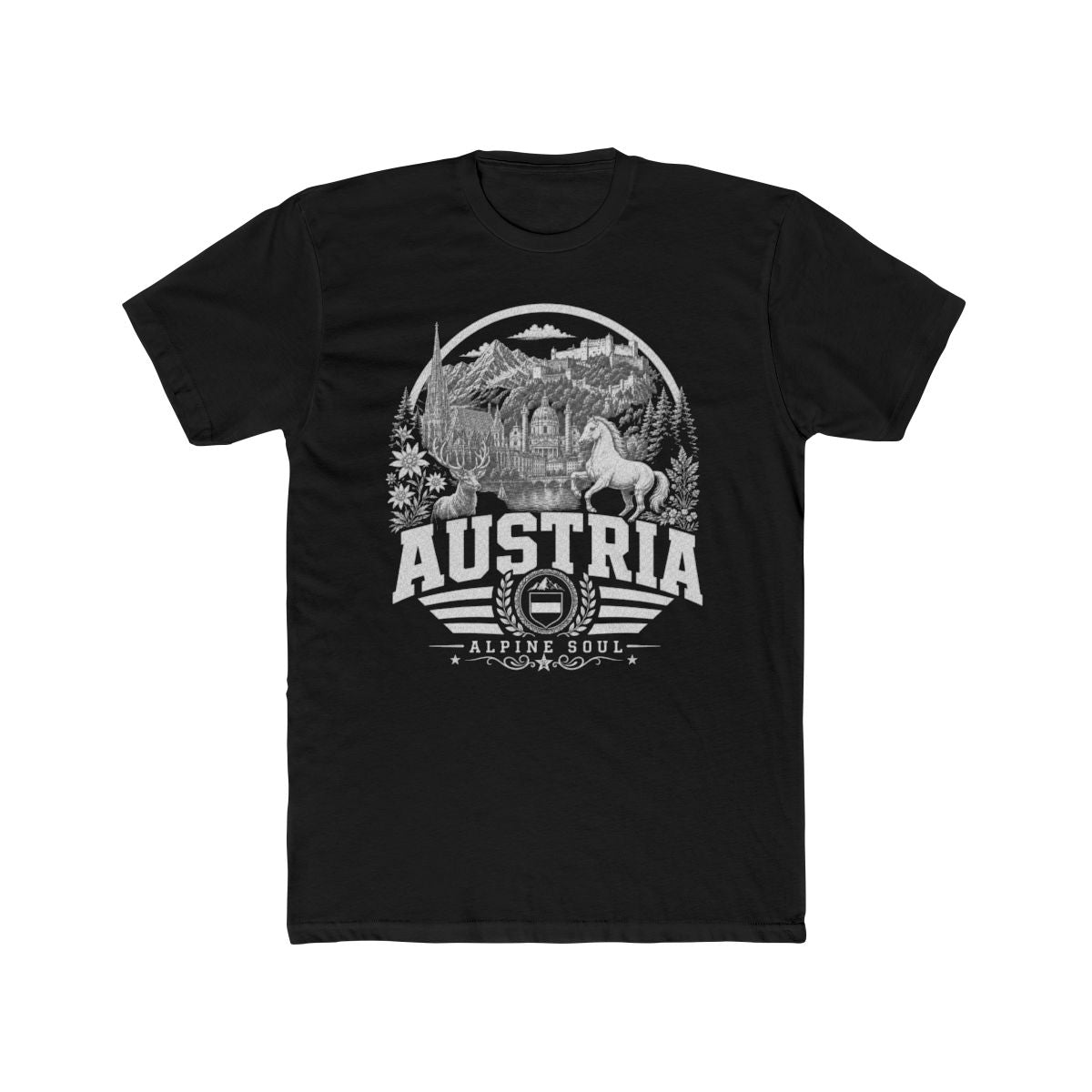 Austria vintage landmarks men's tee — iconic landmark design | Nameshi Destinations (view 2)
