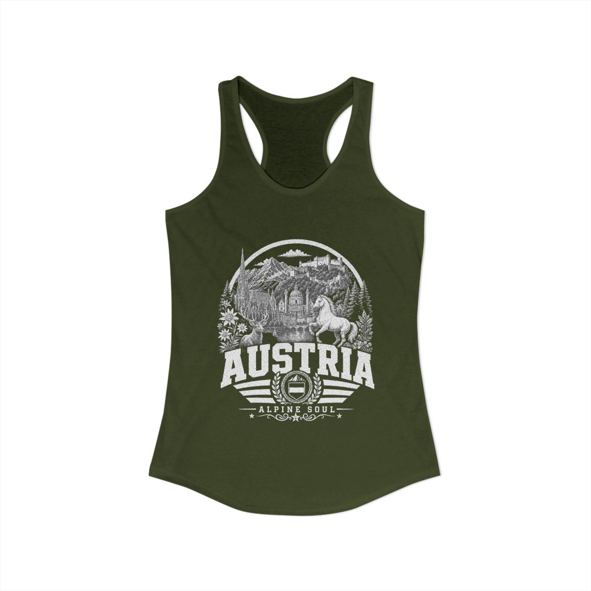Austria Women's Tank Top — Solid Military Green (front)