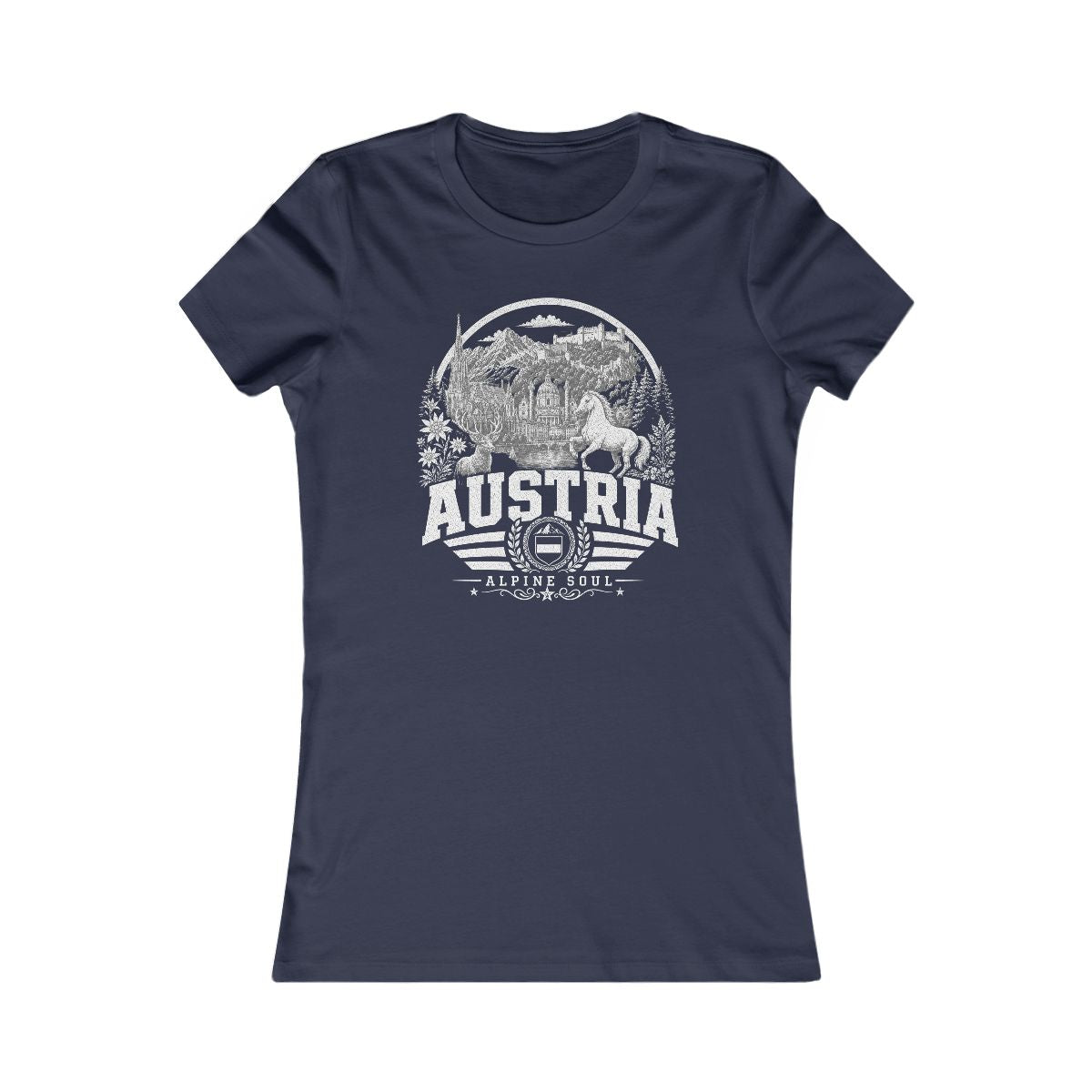 Austria vintage landmarks women's tee — iconic landmark design | Nameshi Destinations (view 5)