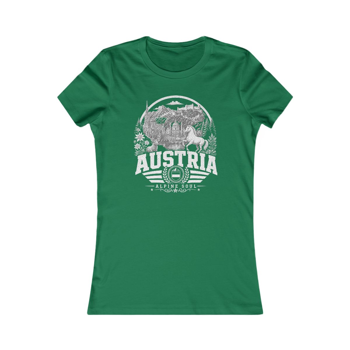 Austria vintage landmarks women's tee — iconic landmark design | Nameshi Destinations (view 2)
