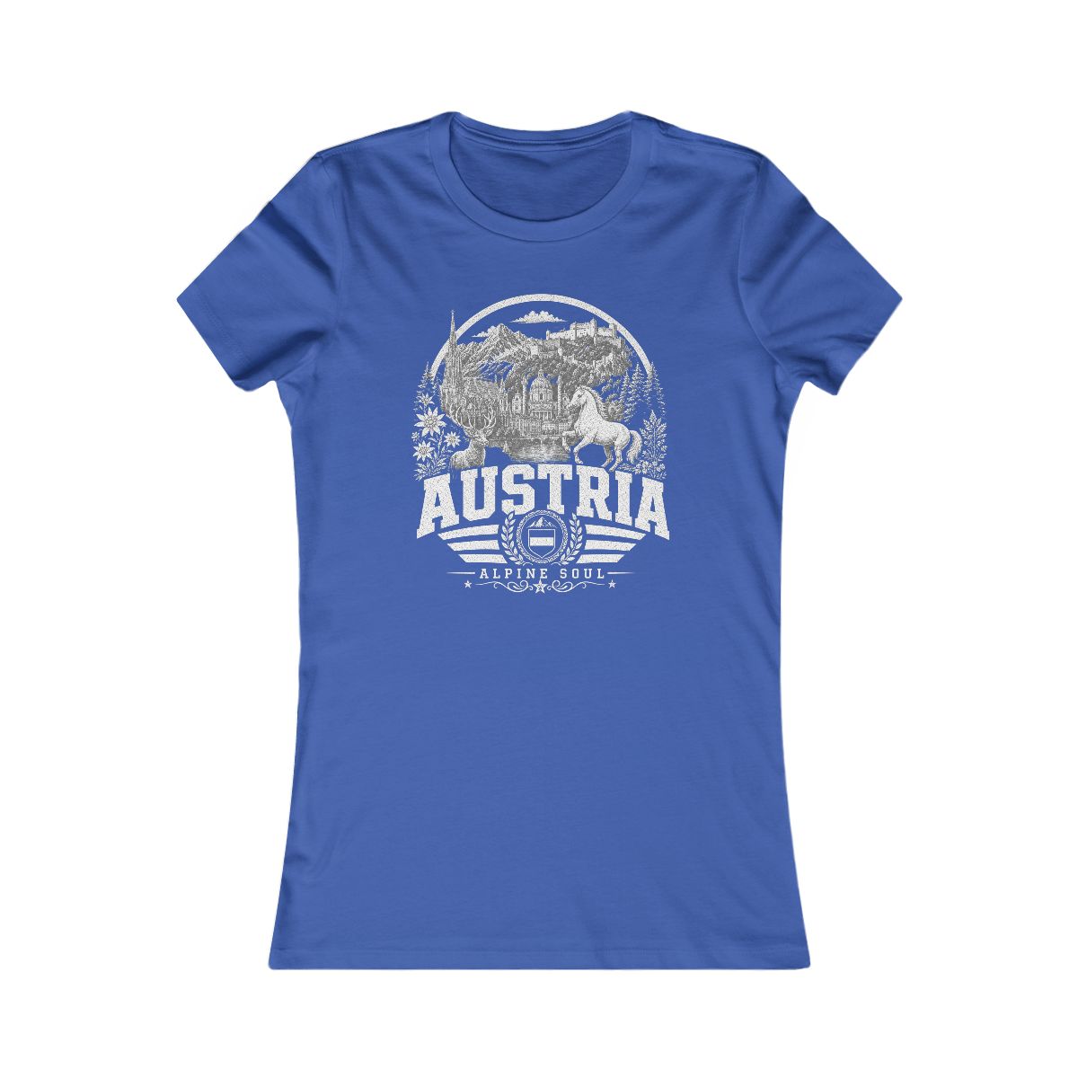 Austria vintage landmarks women's tee — iconic landmark design | Nameshi Destinations (view 3)