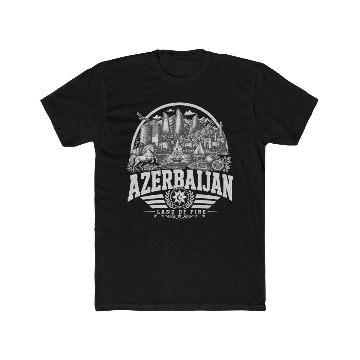 Azerbaijan vintage landmarks men's tee — iconic landmark design | Nameshi Destinations (view 2)