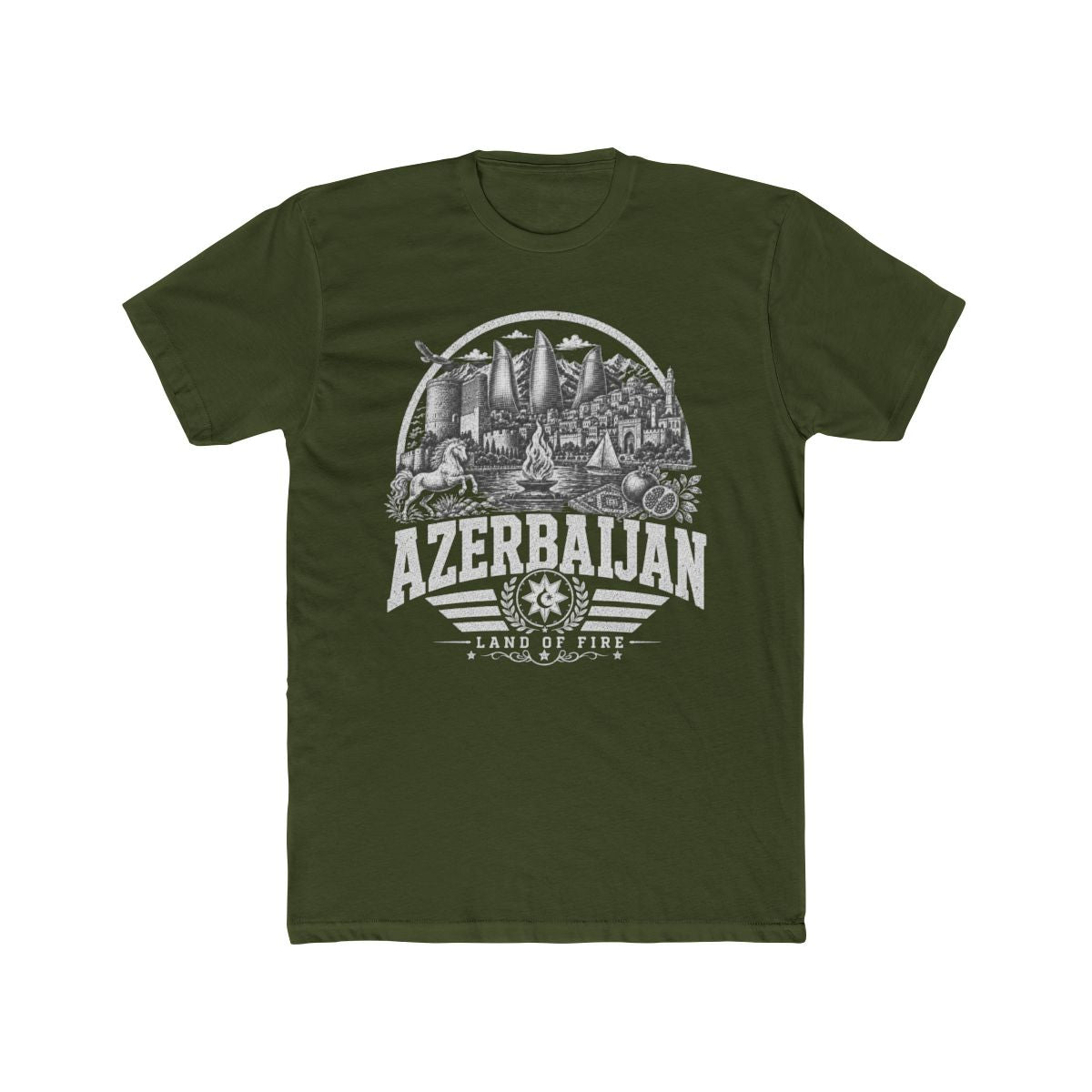 Azerbaijan vintage landmarks men's tee — iconic landmark design | Nameshi Destinations (view 4)