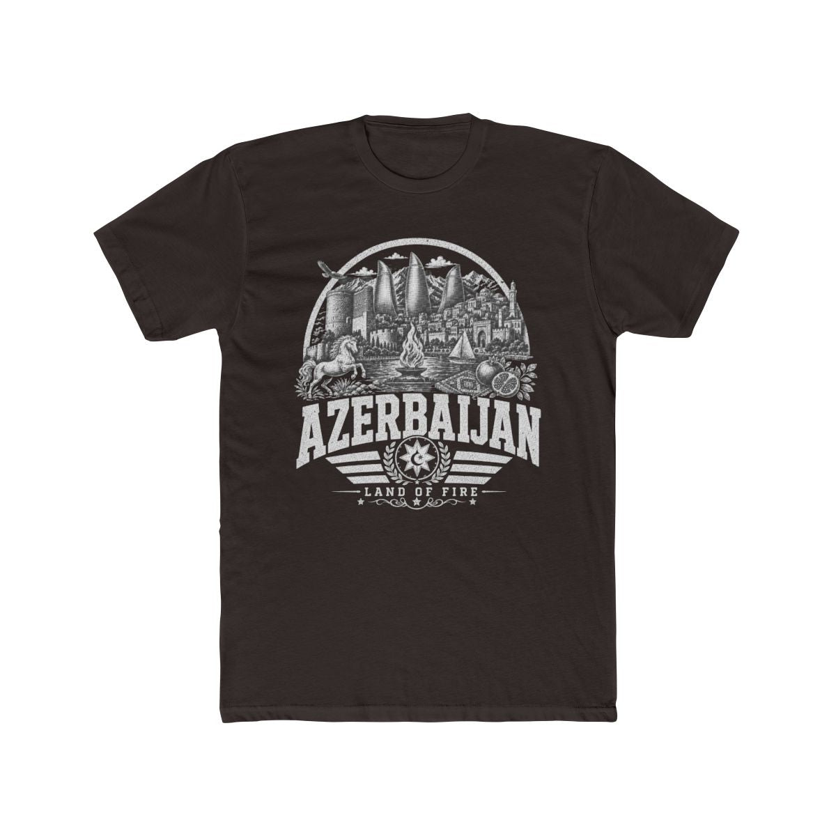 Azerbaijan vintage landmarks men's tee — iconic landmark design | Nameshi Destinations (view 1)