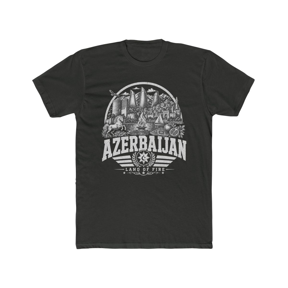 Azerbaijan vintage landmarks men's tee — iconic landmark design | Nameshi Destinations (view 5)
