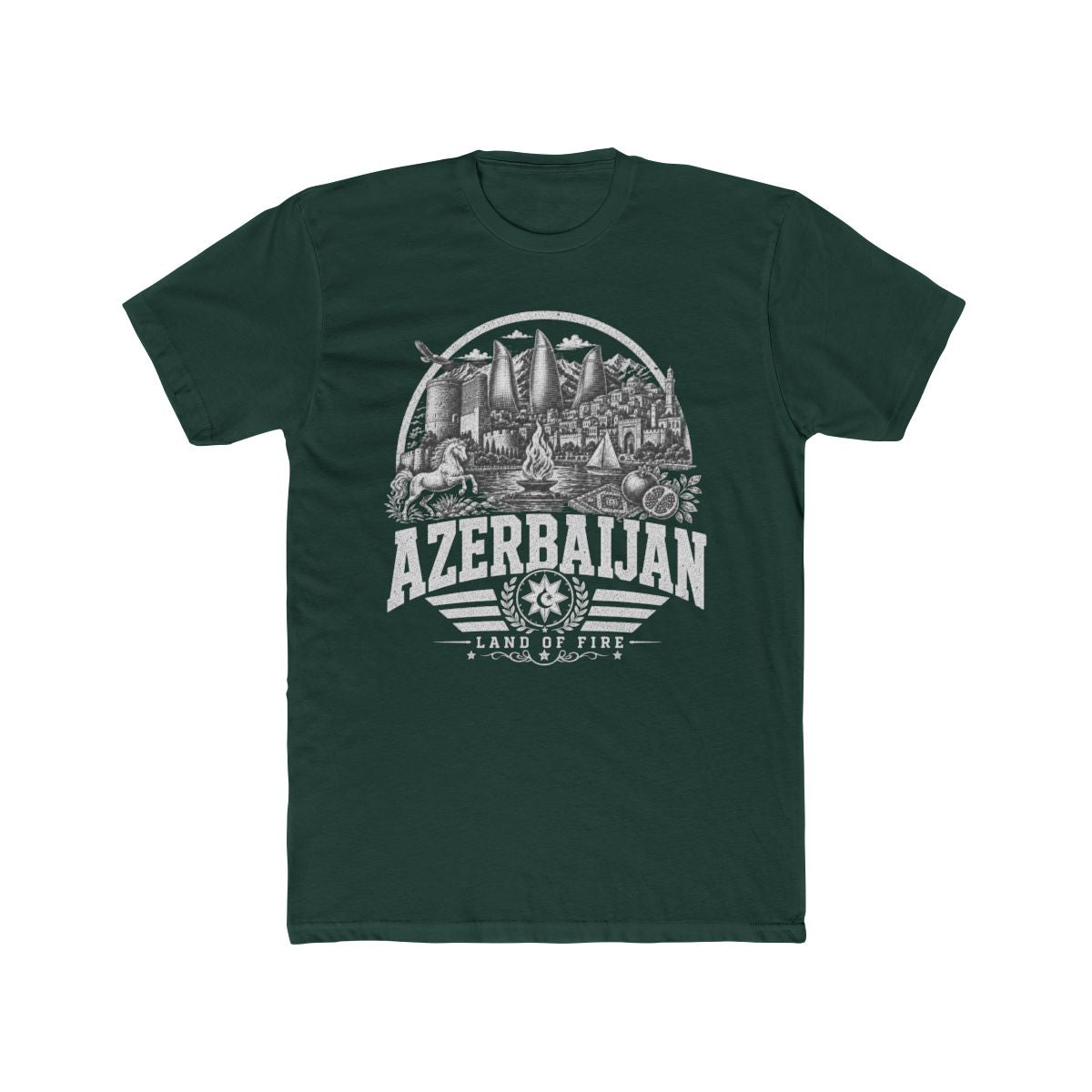 Azerbaijan vintage landmarks men's tee — iconic landmark design | Nameshi Destinations (view 7)