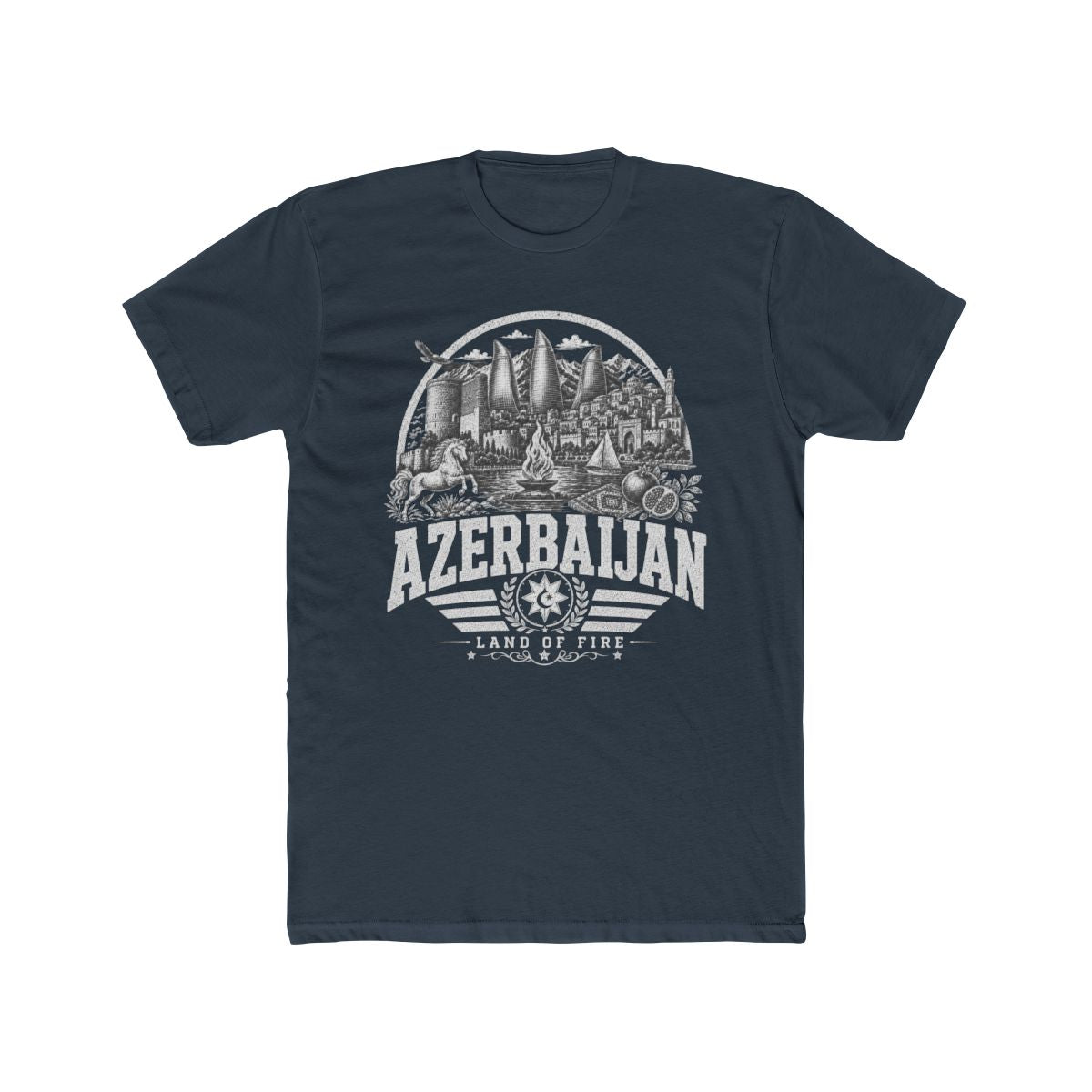 Azerbaijan vintage landmarks men's tee — iconic landmark design | Nameshi Destinations (view 8)