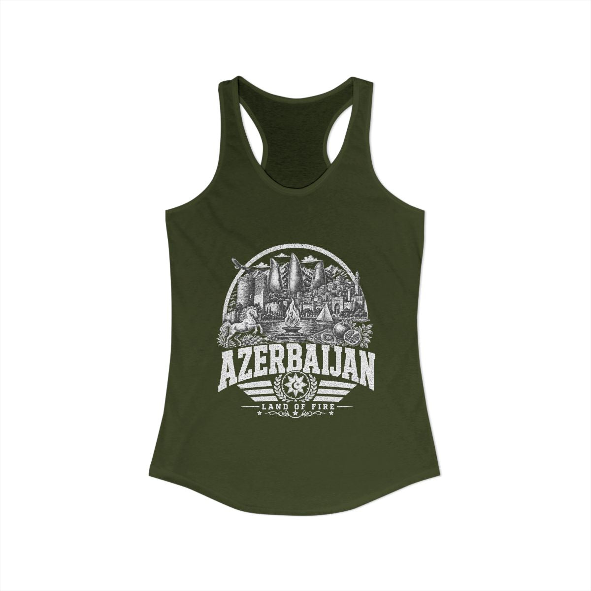 Azerbaijan Women's Tank Top — Solid Military Green (front)