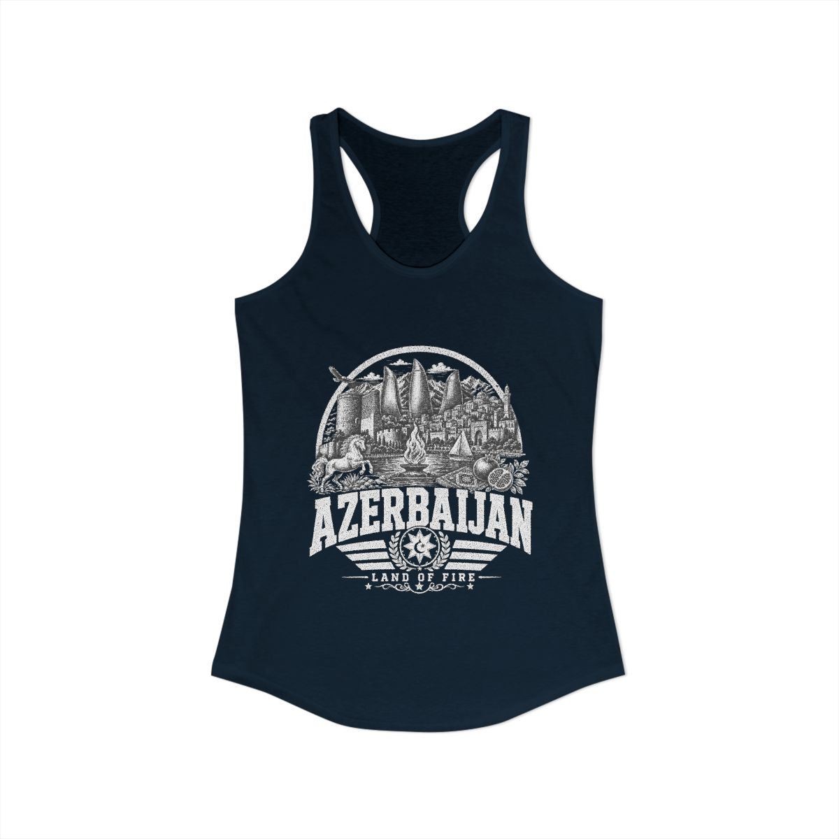Azerbaijan Women's Tank Top — Solid Midnight Navy (front)