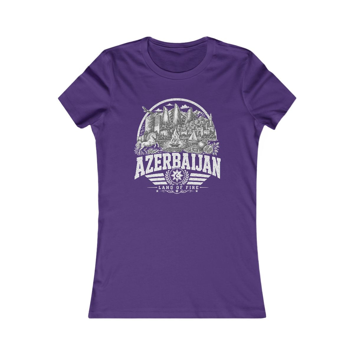 Azerbaijan vintage landmarks women's tee — iconic landmark design | Nameshi Destinations (view 6)