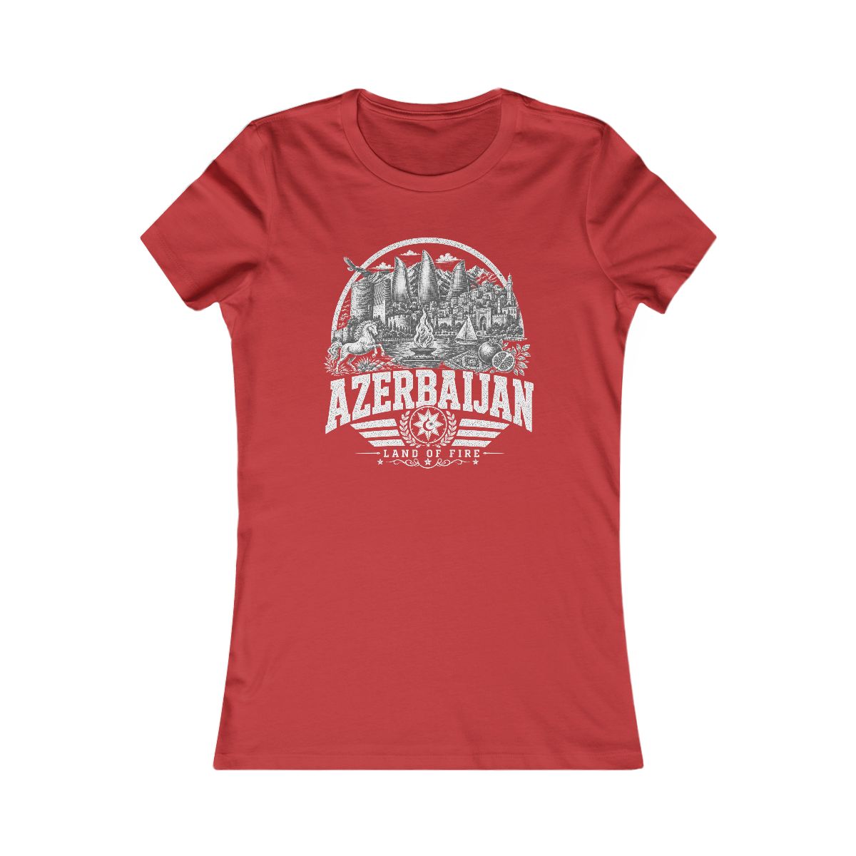 Azerbaijan vintage landmarks women's tee — iconic landmark design | Nameshi Destinations (view 9)