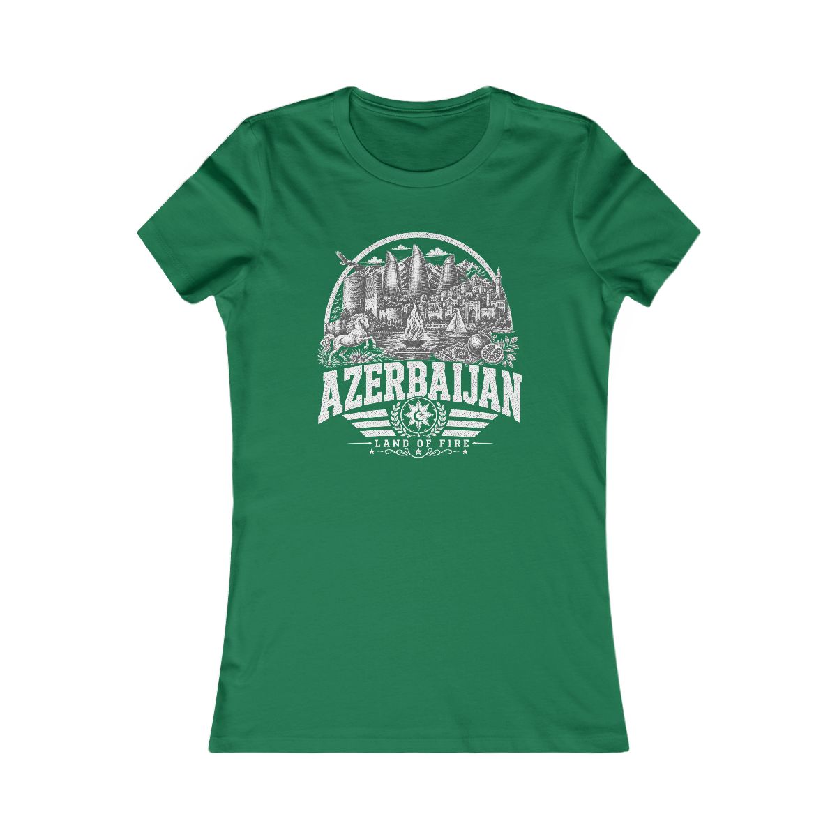 Azerbaijan vintage landmarks women's tee — iconic landmark design | Nameshi Destinations (view 2)