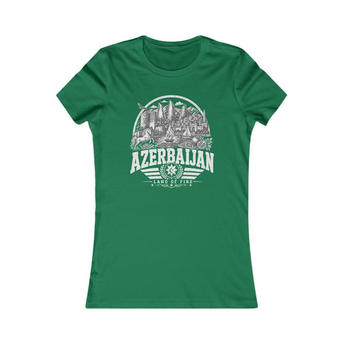 Azerbaijan vintage landmarks women's tee — iconic landmark design | Nameshi Destinations (view 2)