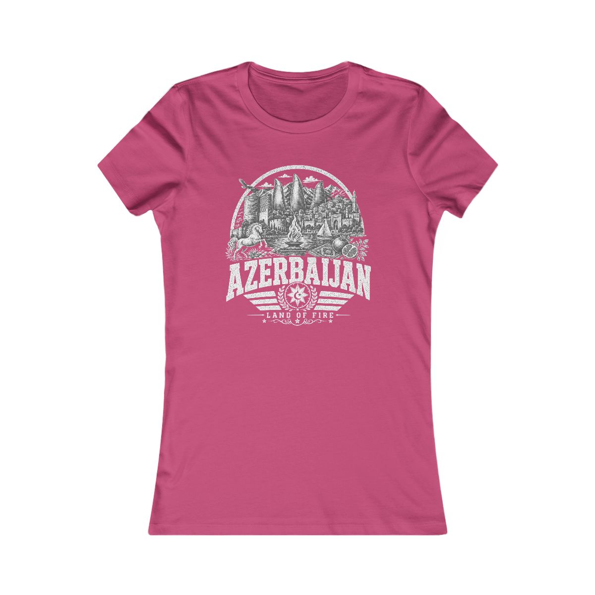 Azerbaijan vintage landmarks women's tee — iconic landmark design | Nameshi Destinations (view 15)