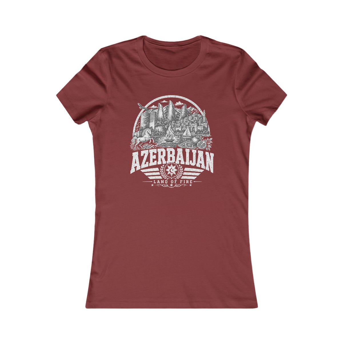 Azerbaijan vintage landmarks women's tee — iconic landmark design | Nameshi Destinations (view 14)