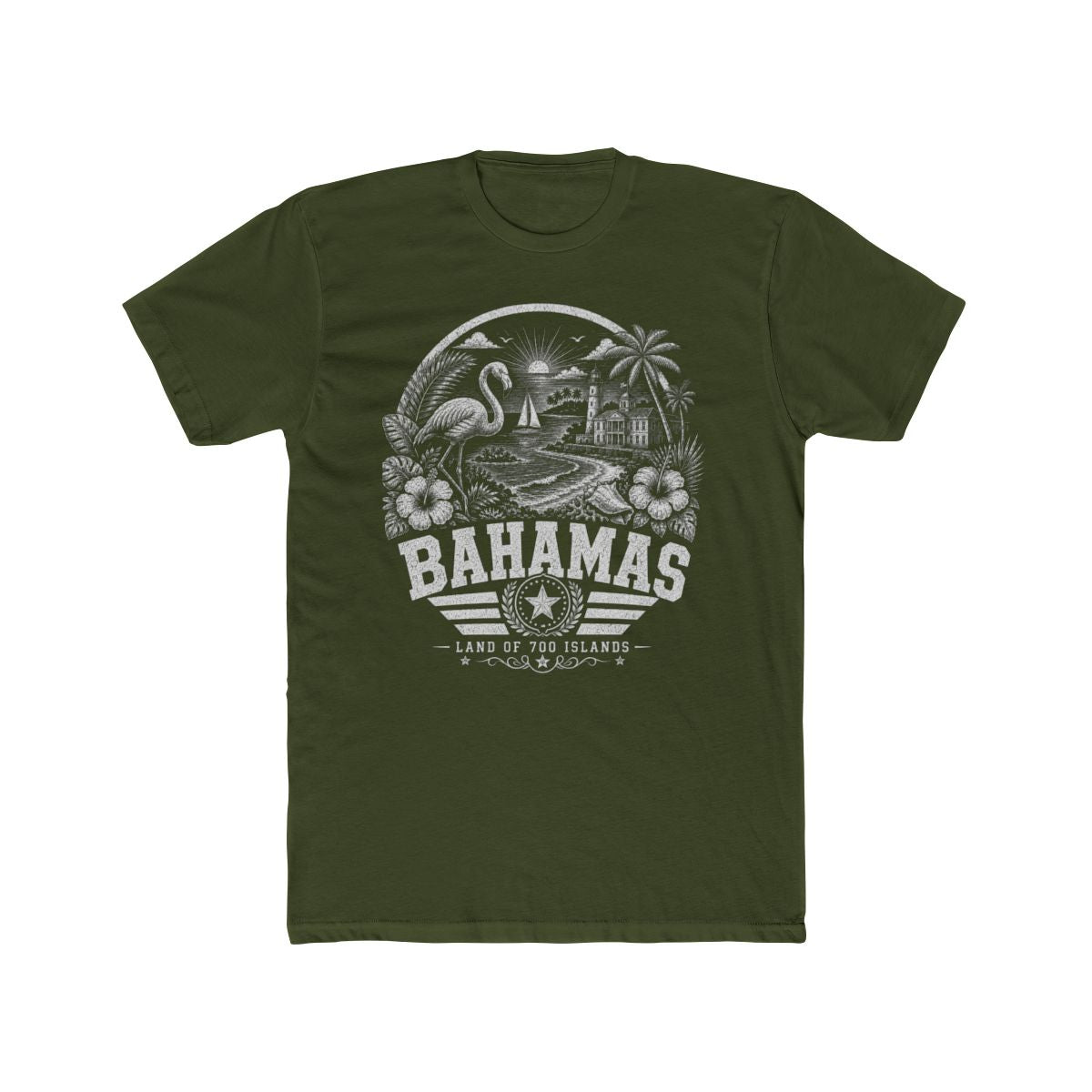 Bahamas Men's Tee — Solid Military Green