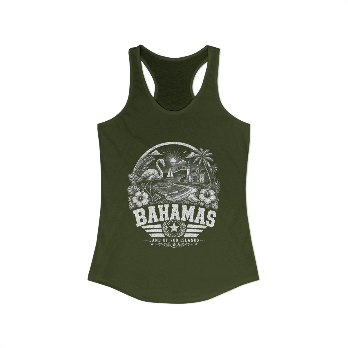 Bahamas Women's Tank Top — Solid Military Green (front)