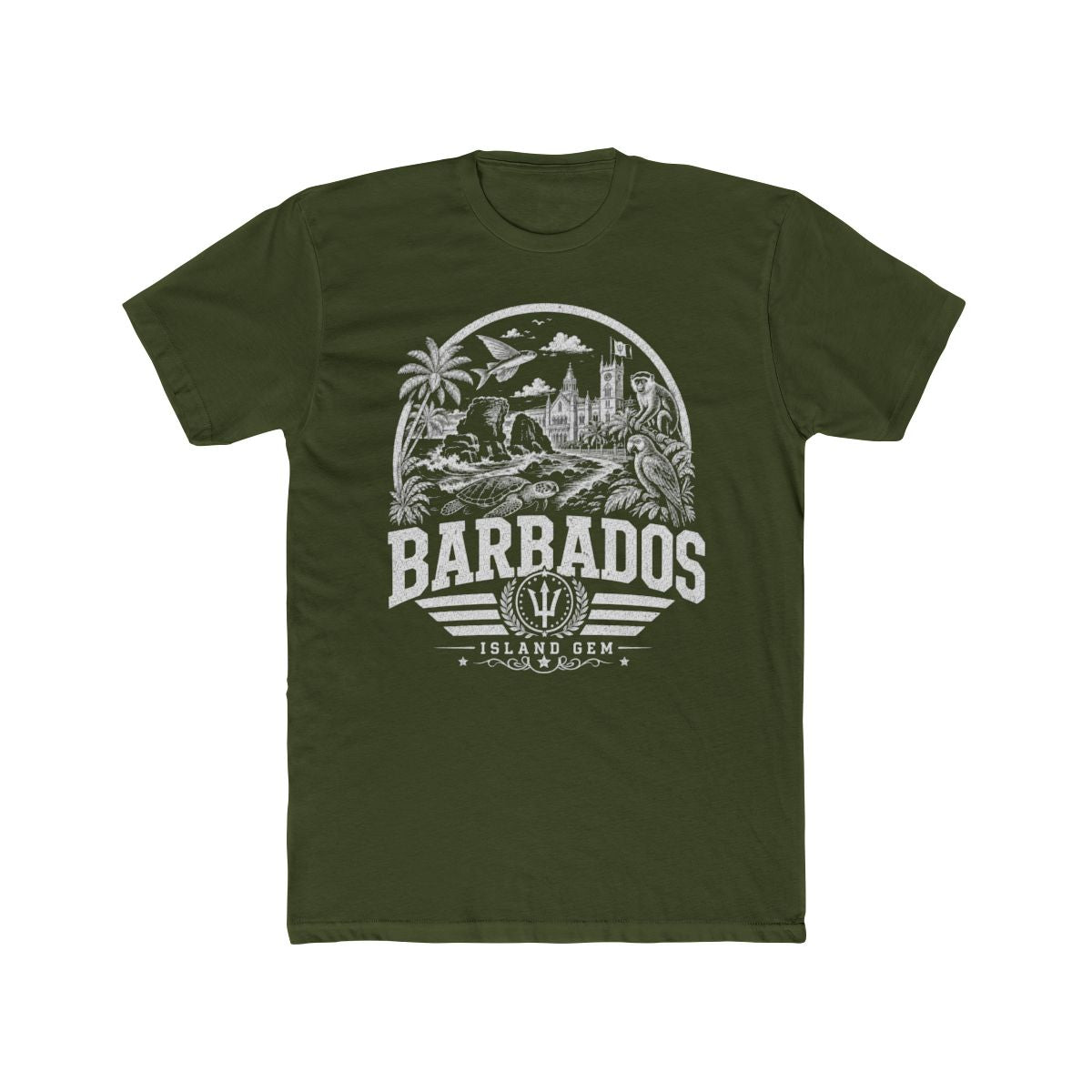 Barbados Men's Tee — Solid Military Green