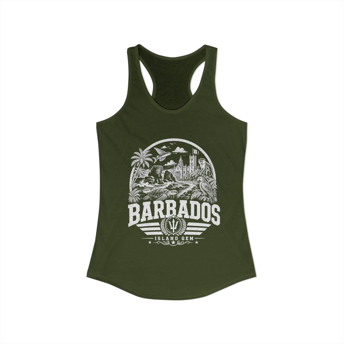 Barbados Women's Tank Top — Solid Military Green (front)
