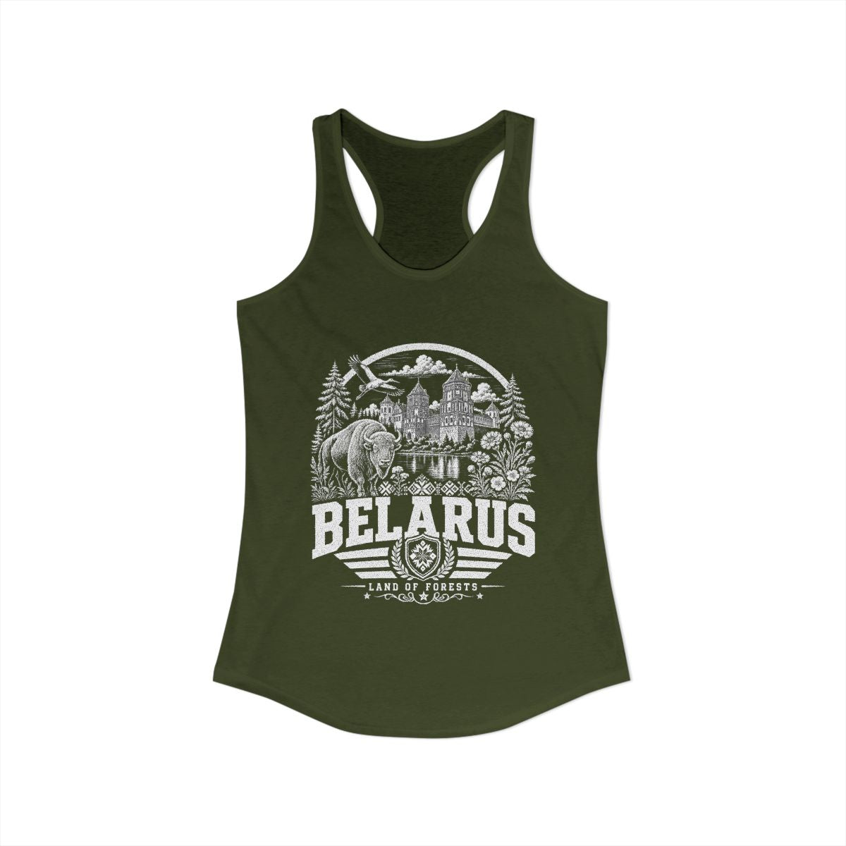 Belarus Women's Tank Top — Solid Military Green (front)