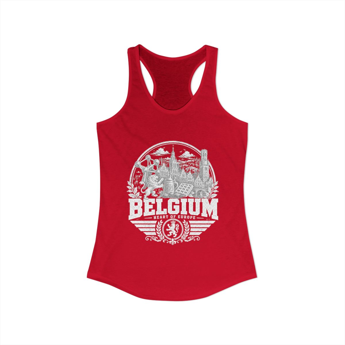 Belgium Women's Tank Top — Solid Red (front)