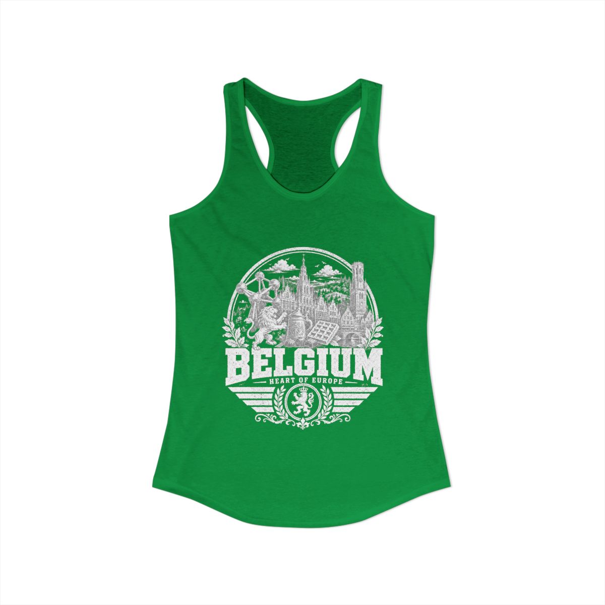 Belgium Women's Tank Top — Solid Kelly Green (front)