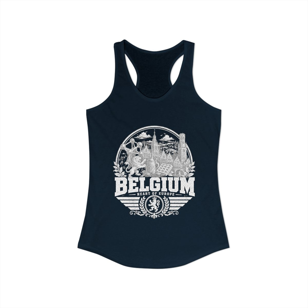 Belgium Women's Tank Top — Solid Midnight Navy (front)
