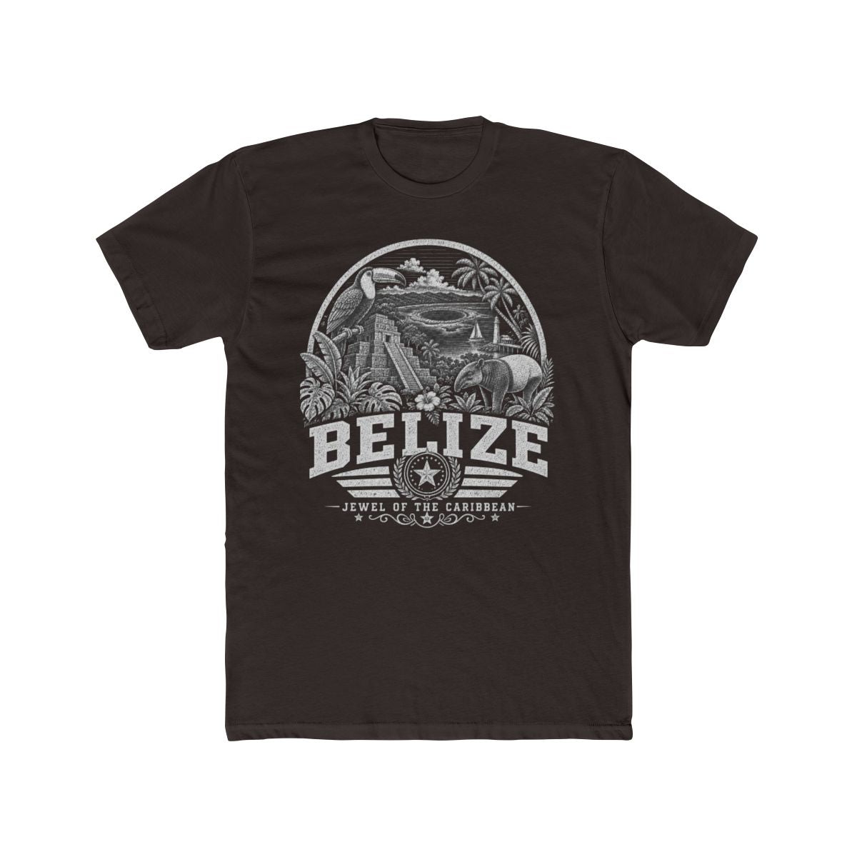Belize vintage landmarks men's tee — iconic landmark design | Nameshi Destinations (view 1)
