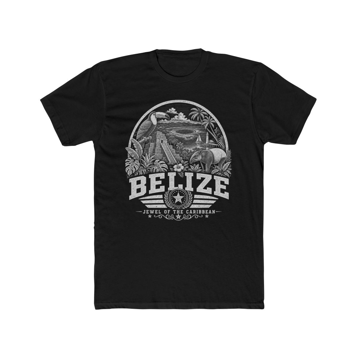 Belize vintage landmarks men's tee — iconic landmark design | Nameshi Destinations (view 2)