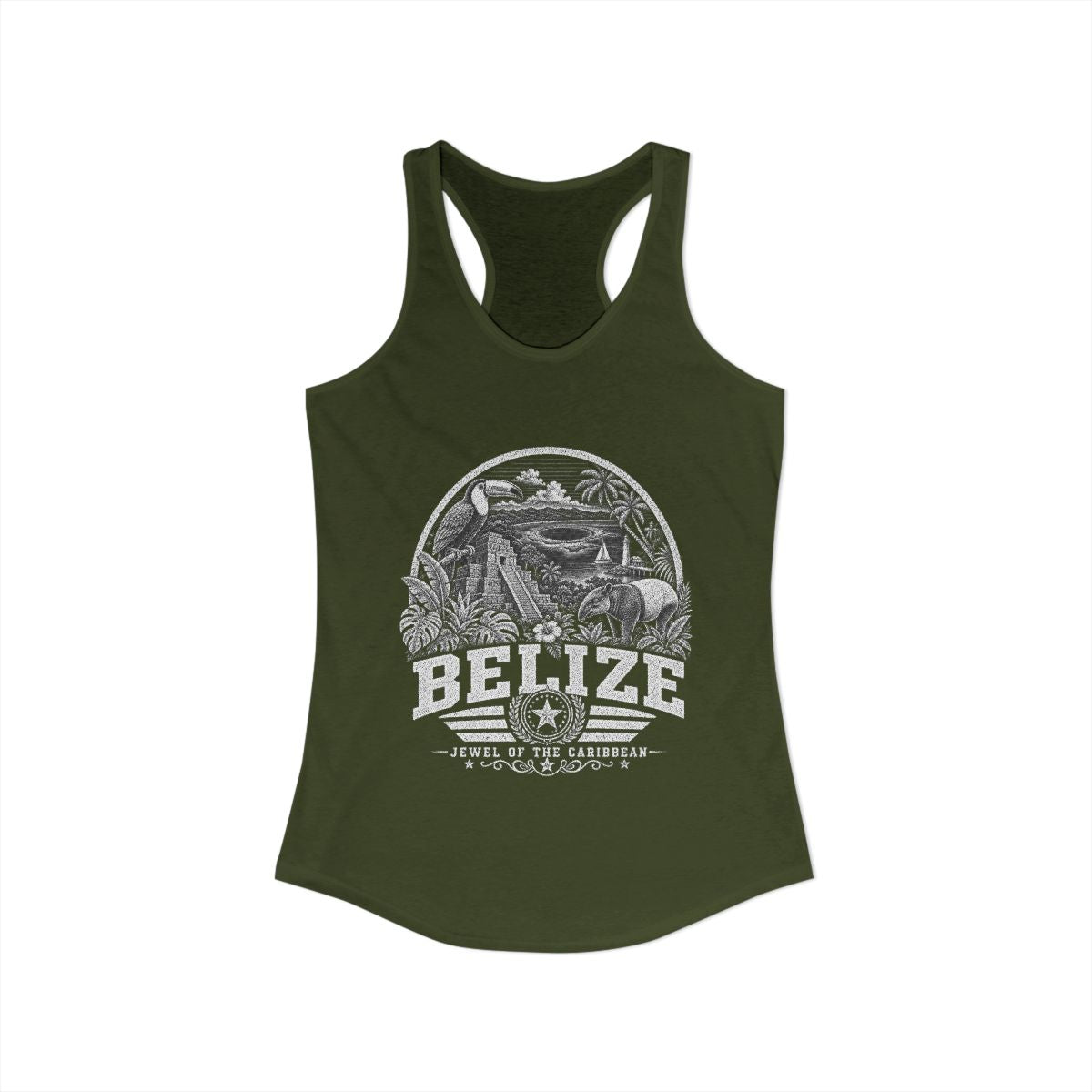 Belize Women's Tank Top — Solid Military Green (front)