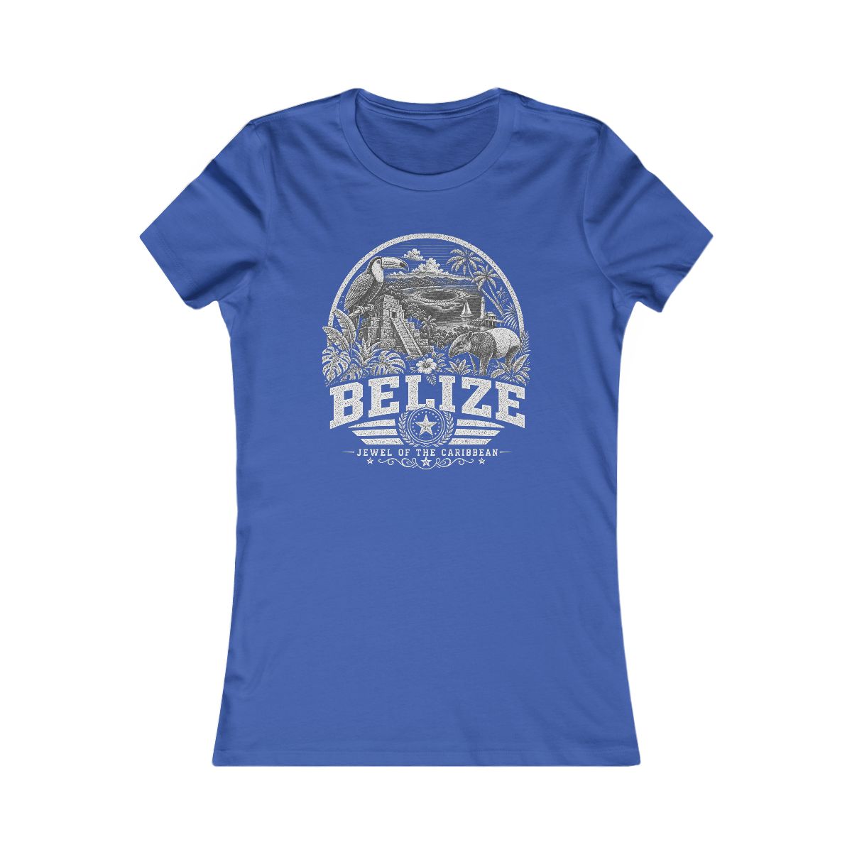 Belize vintage landmarks women's tee — iconic landmark design | Nameshi Destinations (view 3)