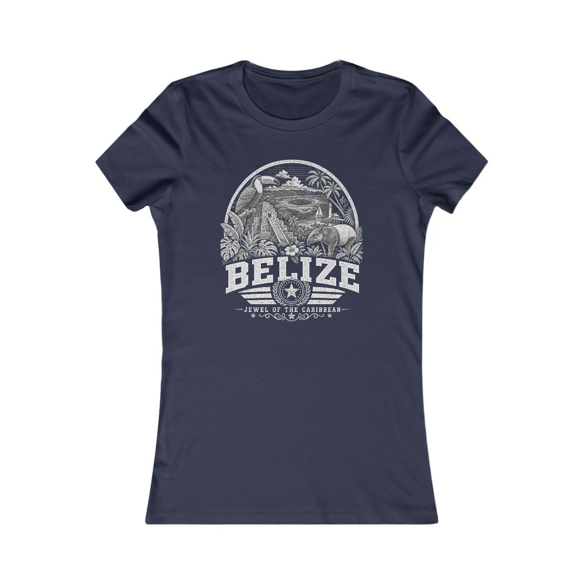 Belize vintage landmarks women's tee — iconic landmark design | Nameshi Destinations (view 5)