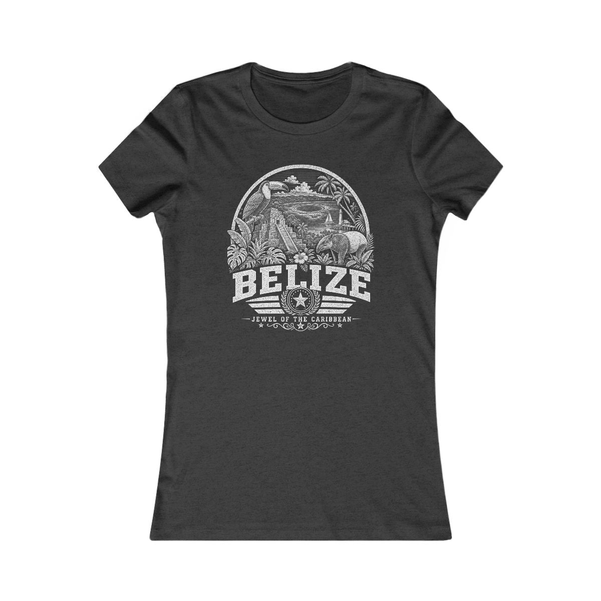 Belize vintage landmarks women's tee — iconic landmark design | Nameshi Destinations (view 4)