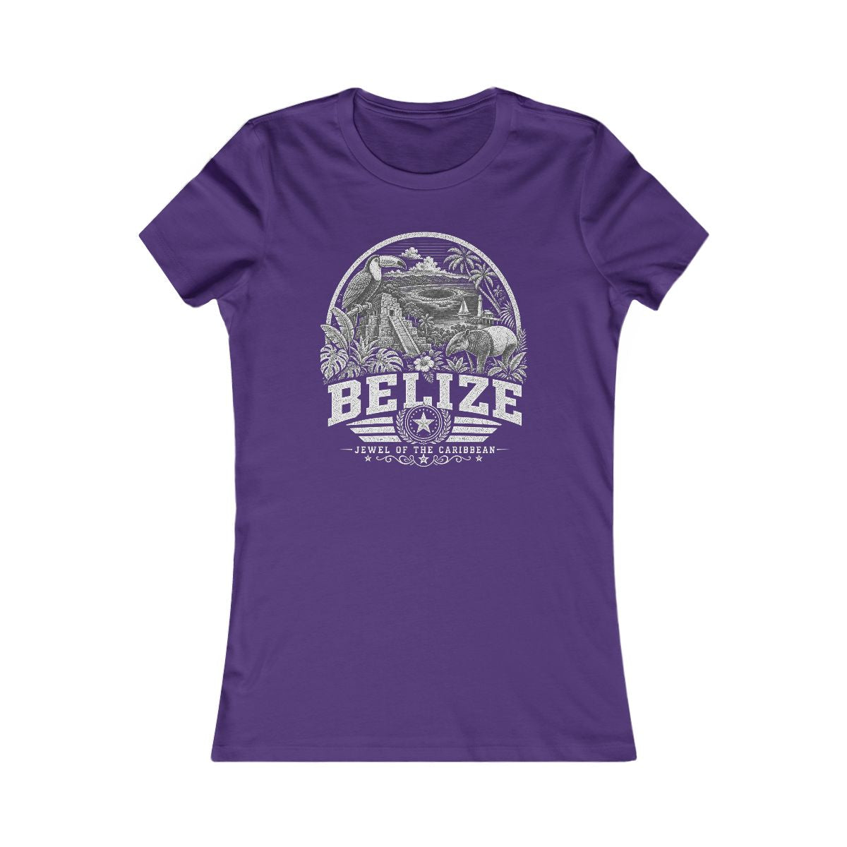 Belize vintage landmarks women's tee — iconic landmark design | Nameshi Destinations (view 6)