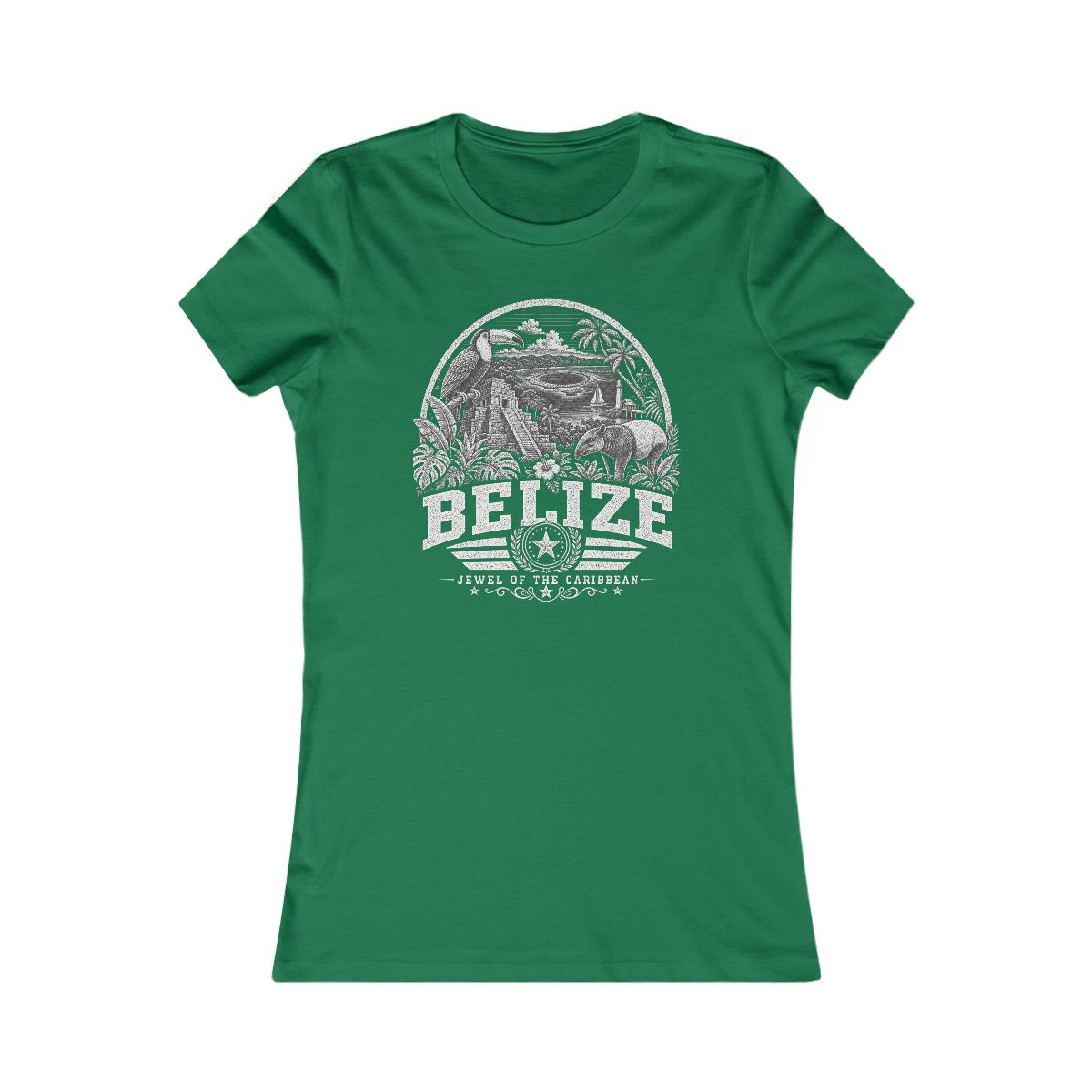 Belize vintage landmarks women's tee — iconic landmark design | Nameshi Destinations (view 2)