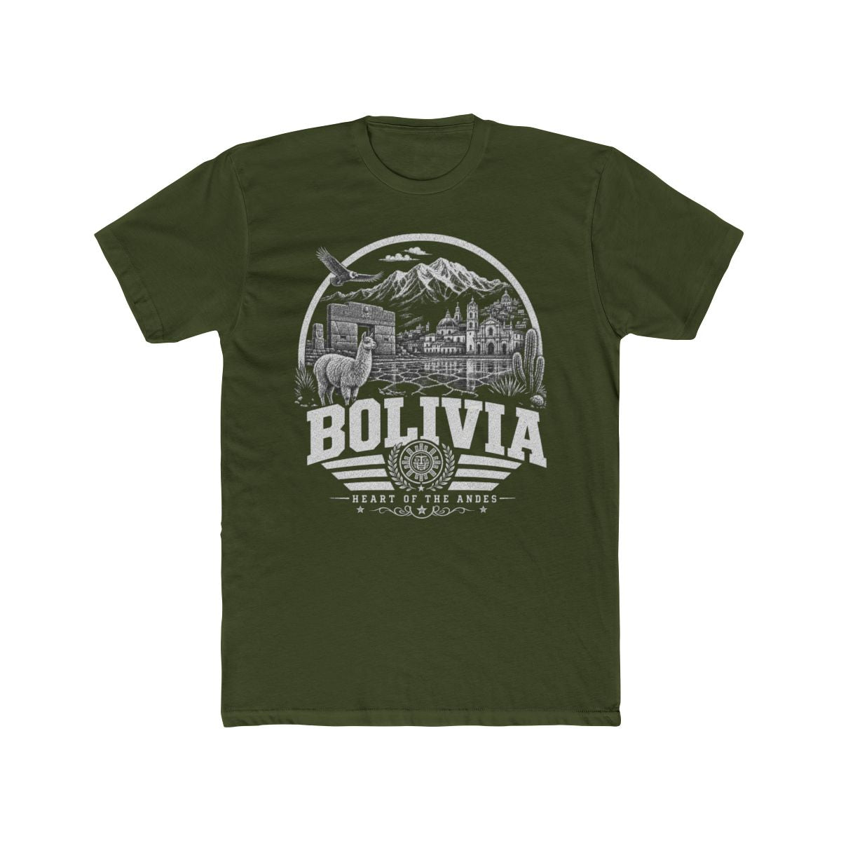 Bolivia vintage landmarks men's tee — iconic landmark design | Nameshi Destinations (view 4)