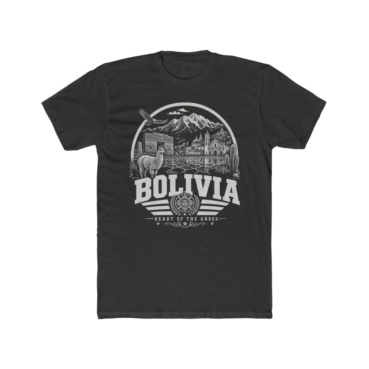 Bolivia vintage landmarks men's tee — iconic landmark design | Nameshi Destinations (view 5)